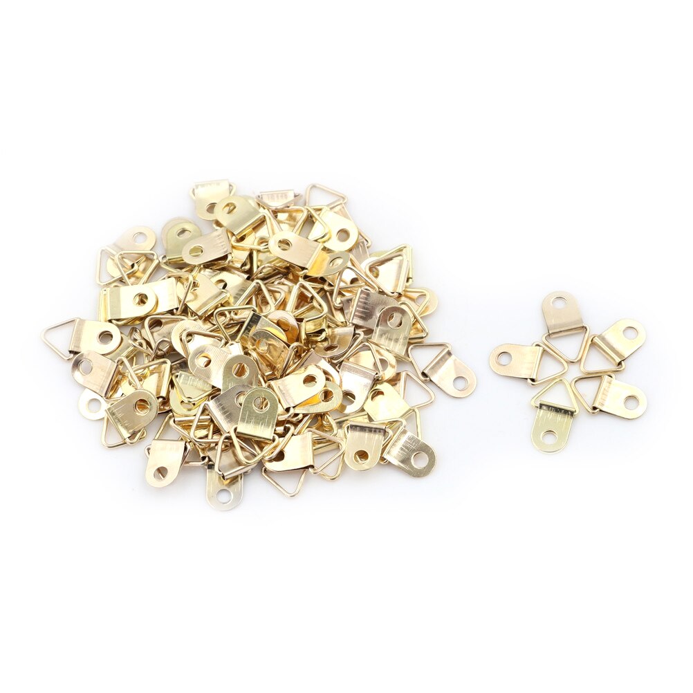Universele Sterke Golden 100 Stuks D Ringen Decor Fotolijsten Hanger Haken Opknoping Driehoek Schroeven Helper