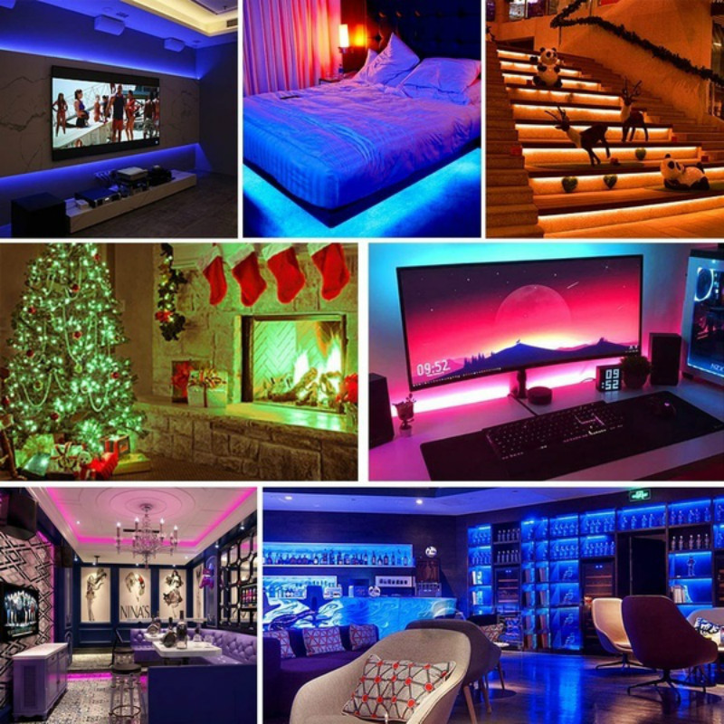 Led strips lampor bluetooth luces led rgb 5050 smd 2835 flexibel vattentät tejp diod 5m 10m dc 12v fjärrkontroll+adapter