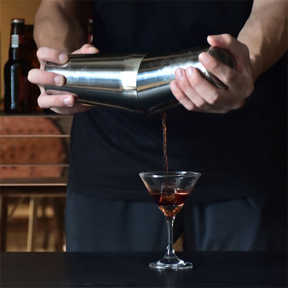 S75-9 600ML Stainless Steel Cocktail Shaker Set Boston Style Shaker Wine Mixer Drinking Tool for Bartender