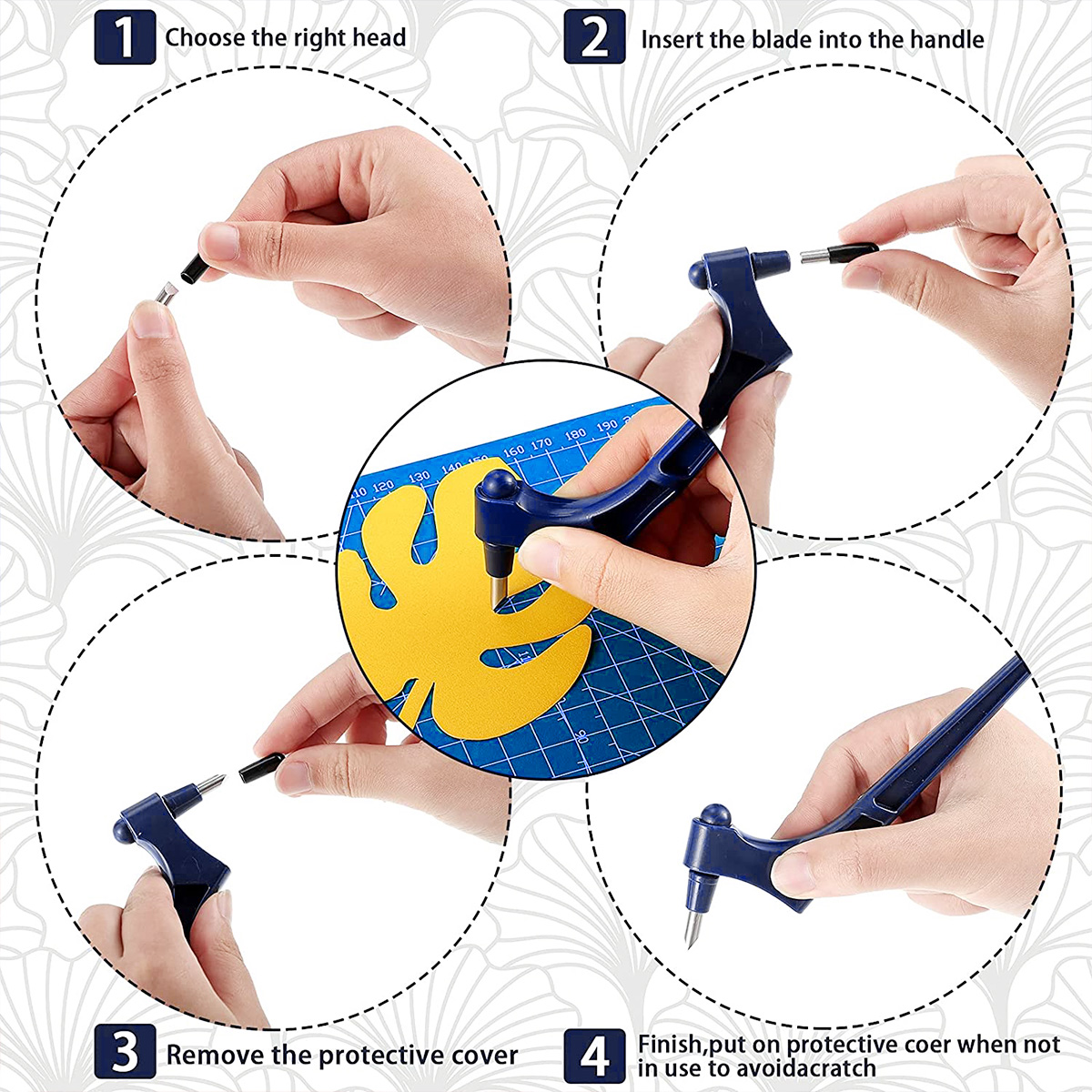 Carving Knife Blades Leather Paper Carving Tools Craft Sculpture Engraving Art Cutting Stationery Tool 360 Degree Rotating Blade