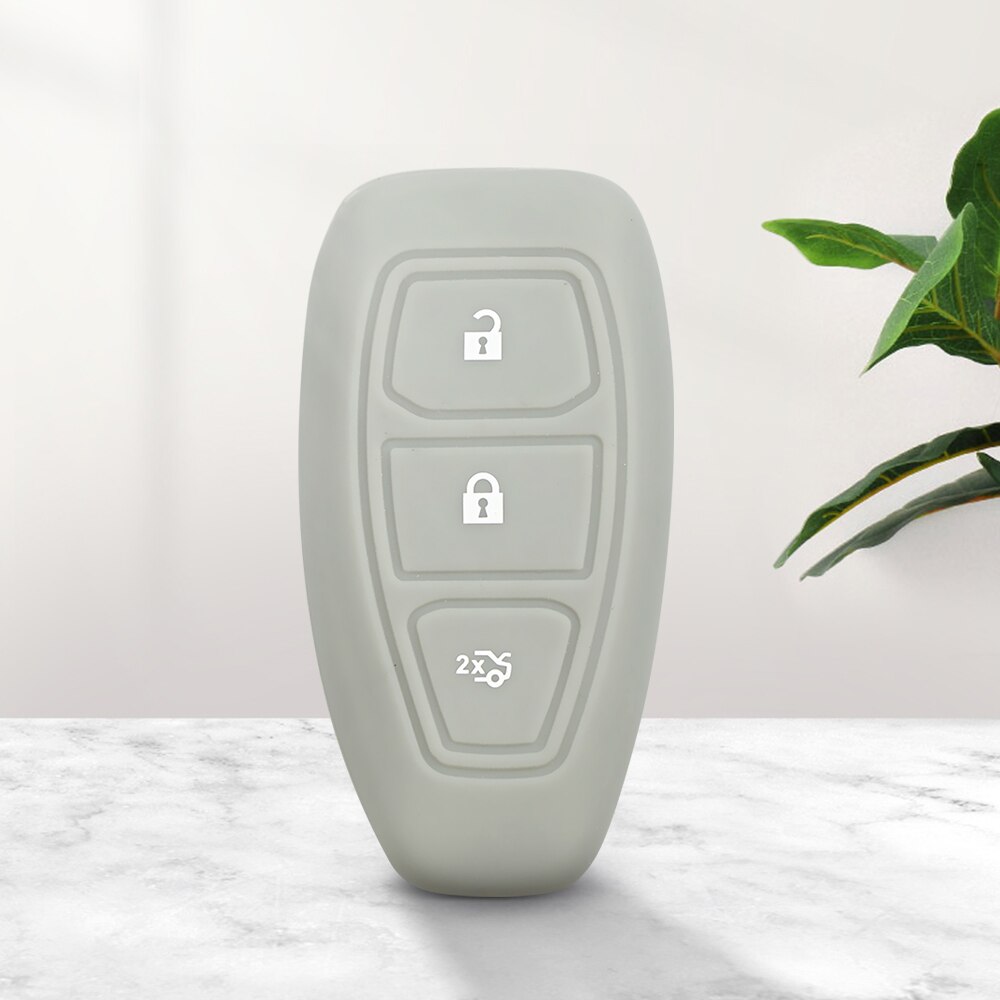 KEYYOU Replacement Silicone Cover Car Key Case For Ford Mondeo Fiesta Kuga Focus Ecosport Titanium Fob Remote Key Case Protector: Grey