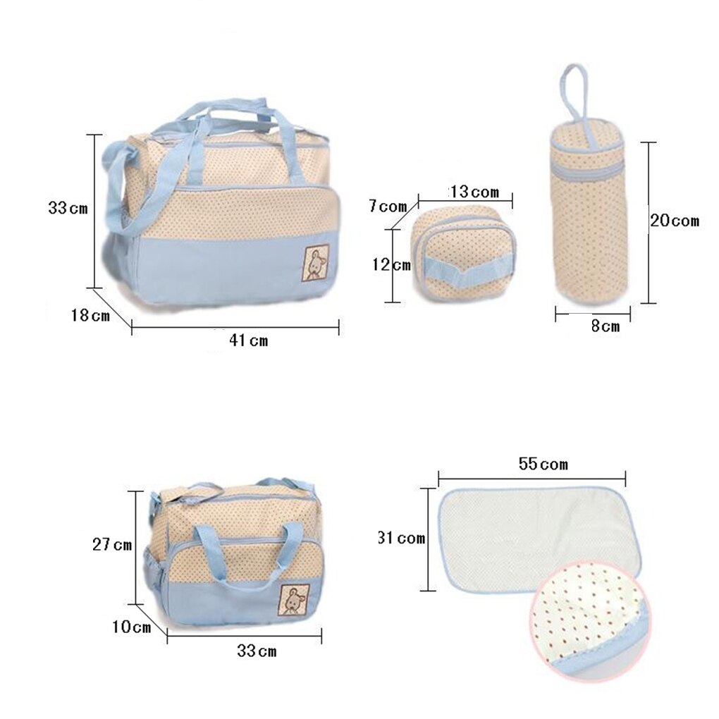 Multifunctionele Waterdichte Grote Capaciteit Wasbare Travel Tote Stijlvolle Luiertas Set 5 Stuks