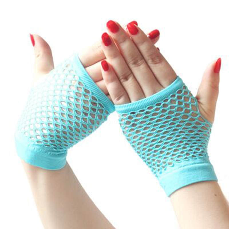 Stijl 1 paar uitgeholde vingerloze handschoenen raster veelkleurige visnet punk persoonlijkheid slanke trendy dameshandschoenen