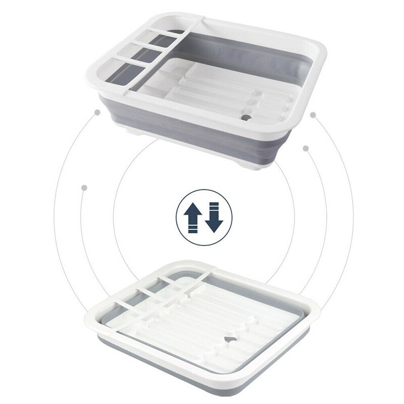 Folding Drain Rack Dishes Cutlery Storage Box Drainer Stand Cup Holder for Kitchen Tableware UD88
