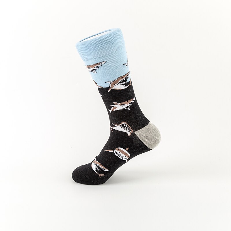 MULAYA-calcetines con temática de tiburón para hombre y mujer, medias divertidas de ocio, deportes, entretenimiento, grupo de peces y tiburón grande, a la: Shark Swarm
