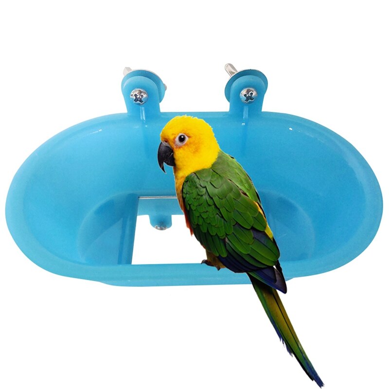 Bird Bathtub Plastic Bird Bath Accessory Bird Cage Bath with Mirror for Parrots Parrot Bathtub With Mirror Pet Cage Accessories: A
