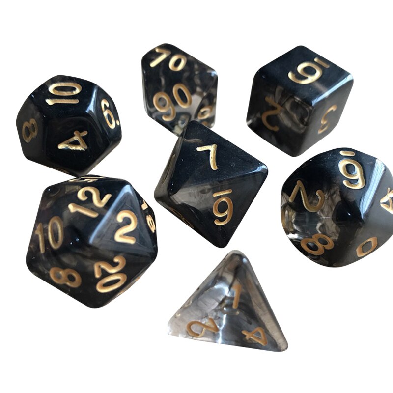 7 unidades/juego de dados de gema, juego de mesa de dos colores, multifacético, juego de dados geométricos MSU88: Black