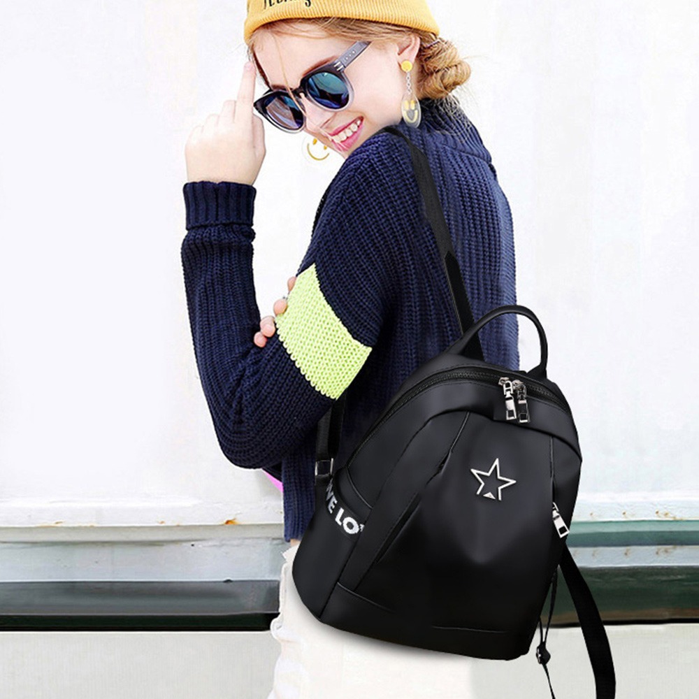 Mochila negra de gran capacidad para mujer, bolso de hombro femenino, mochila blanda Oxford para mochila de adolescente, de viaje, nueva