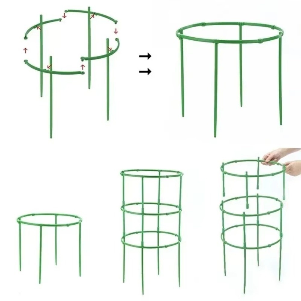 10Layers Plant Support Pile Stackable Reusable Climbing Vines Stake Keep Plants Upright Plastic Tomato Cages Trellis