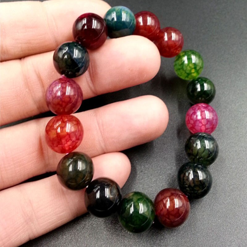 Candy Color Agates Bracelet Mix Color Semi-precious Stone Onyx Beads Strand Bracelets for Women Men Handmade Loose Beads Jewelry