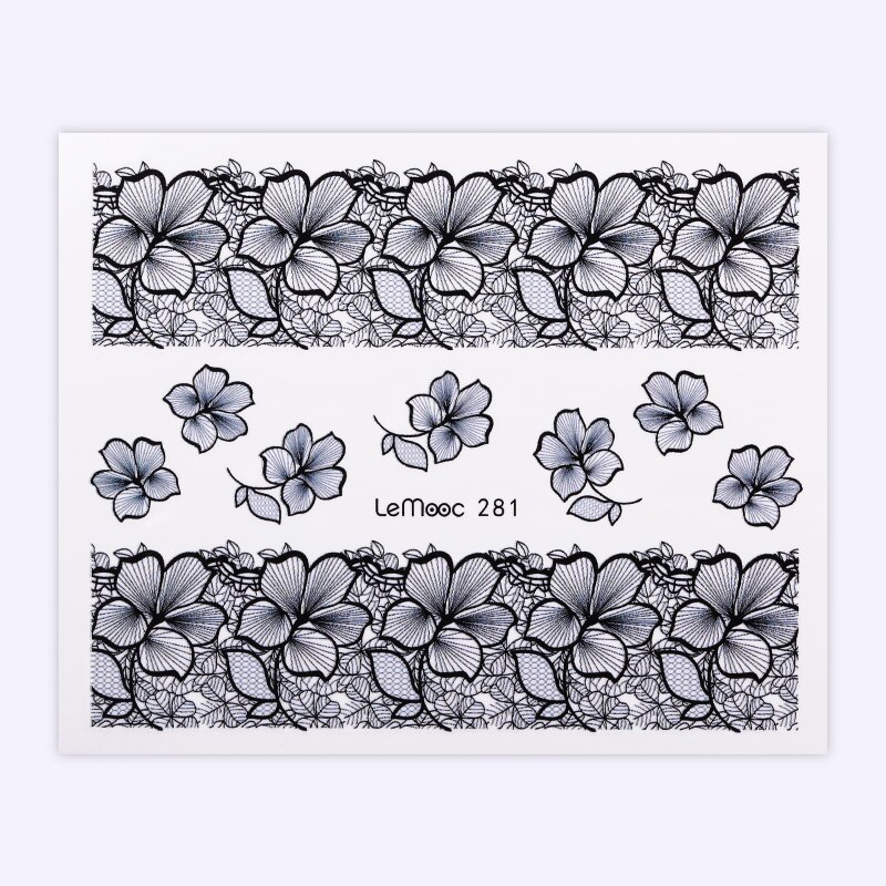 LEMOOC 1 Blatt Nagel Transfer Aufkleber Wasser Aufkleber Schönheit Spitze Alle für Manikübetreffend Wasserzeichen Nagel Kunst DIY Dekoration: Lemooc 281