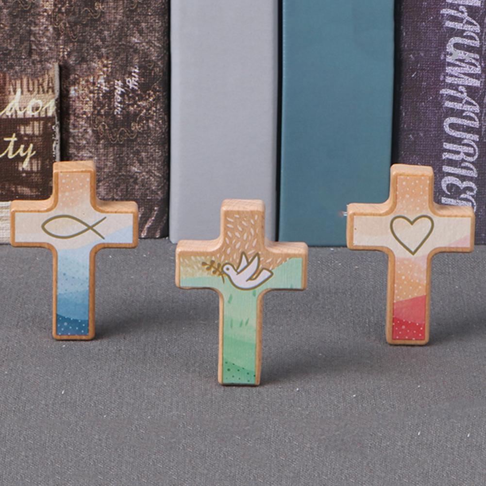 Prachtige Cross Model Handgemaakte Universele Hout Stand Kruis Decor Met Minimalistische Illustratie