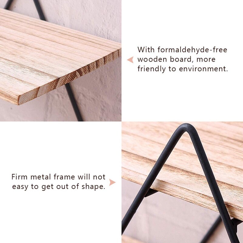 Estante de pared de madera rústica, estante de pared decorativo, pared de diamante geométrico de 3 niveles