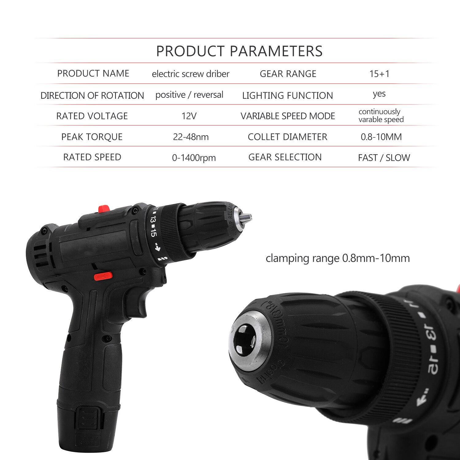 Multifunctional Cordless 12V Electric Impact Drill Power Tools High-power Rechargeable Wireless Home DIY Electric Screwdriver