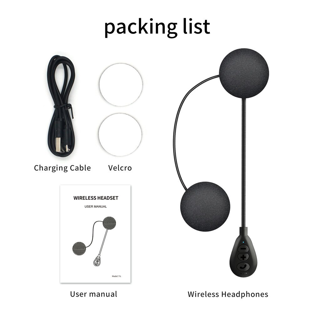 T6 Motorcycle Bluetooth Helmet Headset Wireless Ha... Grandado