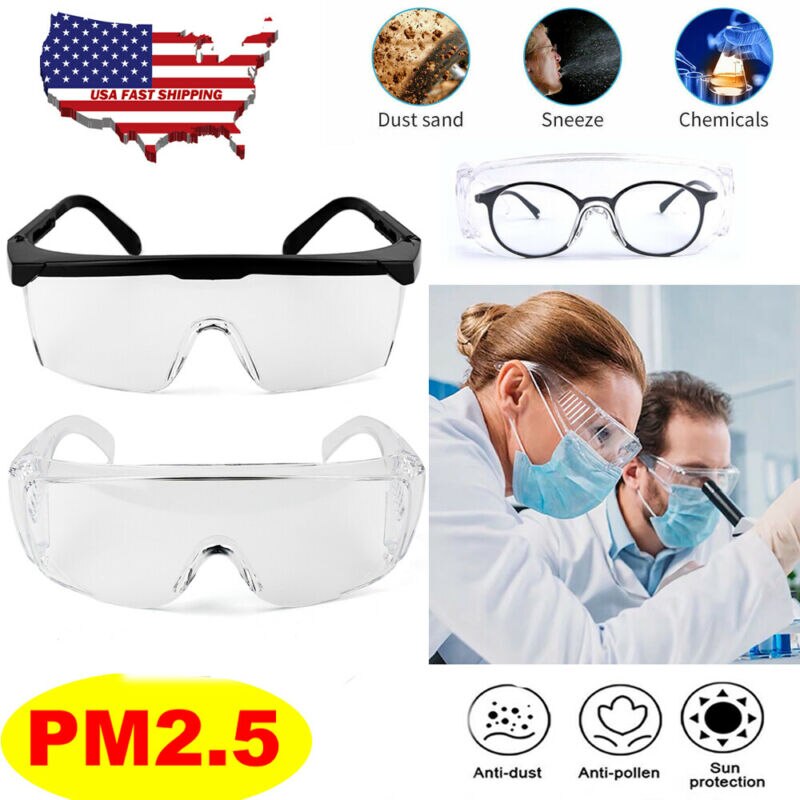 Protective Goggles Vented Anti Fog Protection Eye Transparent Safety Glasses /BY