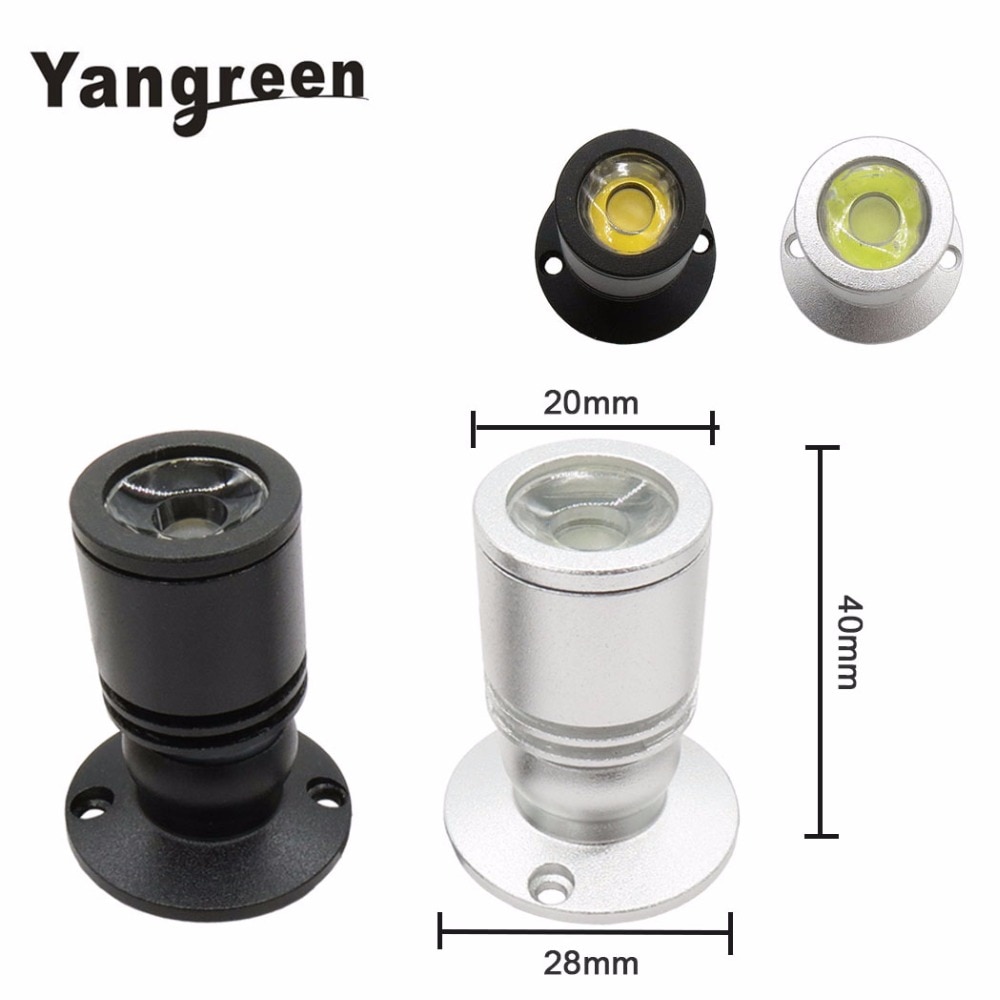 1 st mini led spotlight skåp spotlight aluminium 12v 1.5w varmvit led lampa skåp bänk monterlampa  ac 85-265v