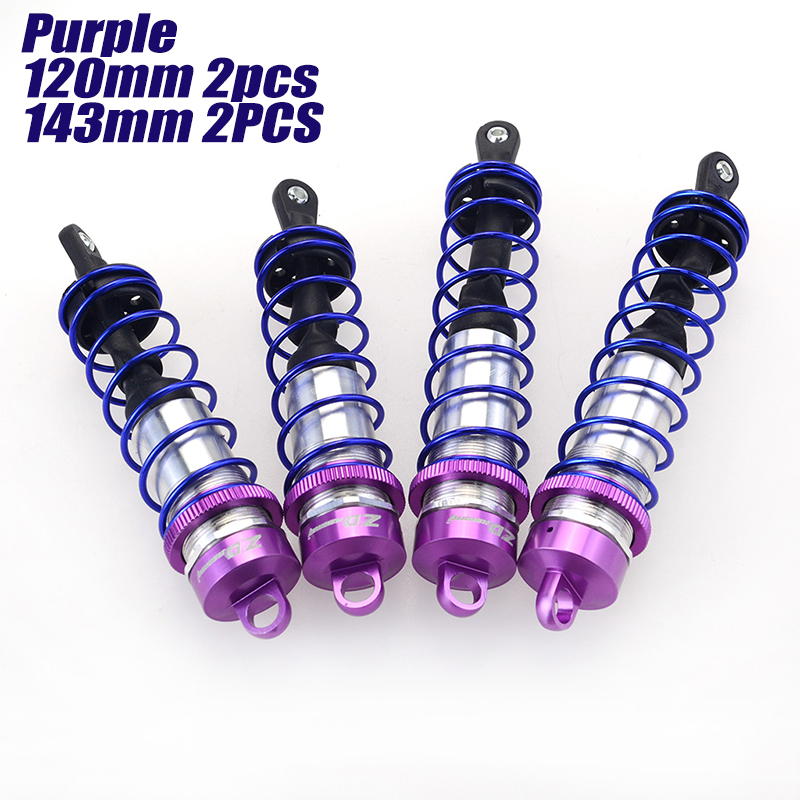 ZD Racing 4PCS Metal Shock Absorber 120mm Front&amp;143mm Rear Damper Suspension for 1/8 RC Car HSP DHK HPI Traxxas JLB Wltoys Drift: 1 Set Purple