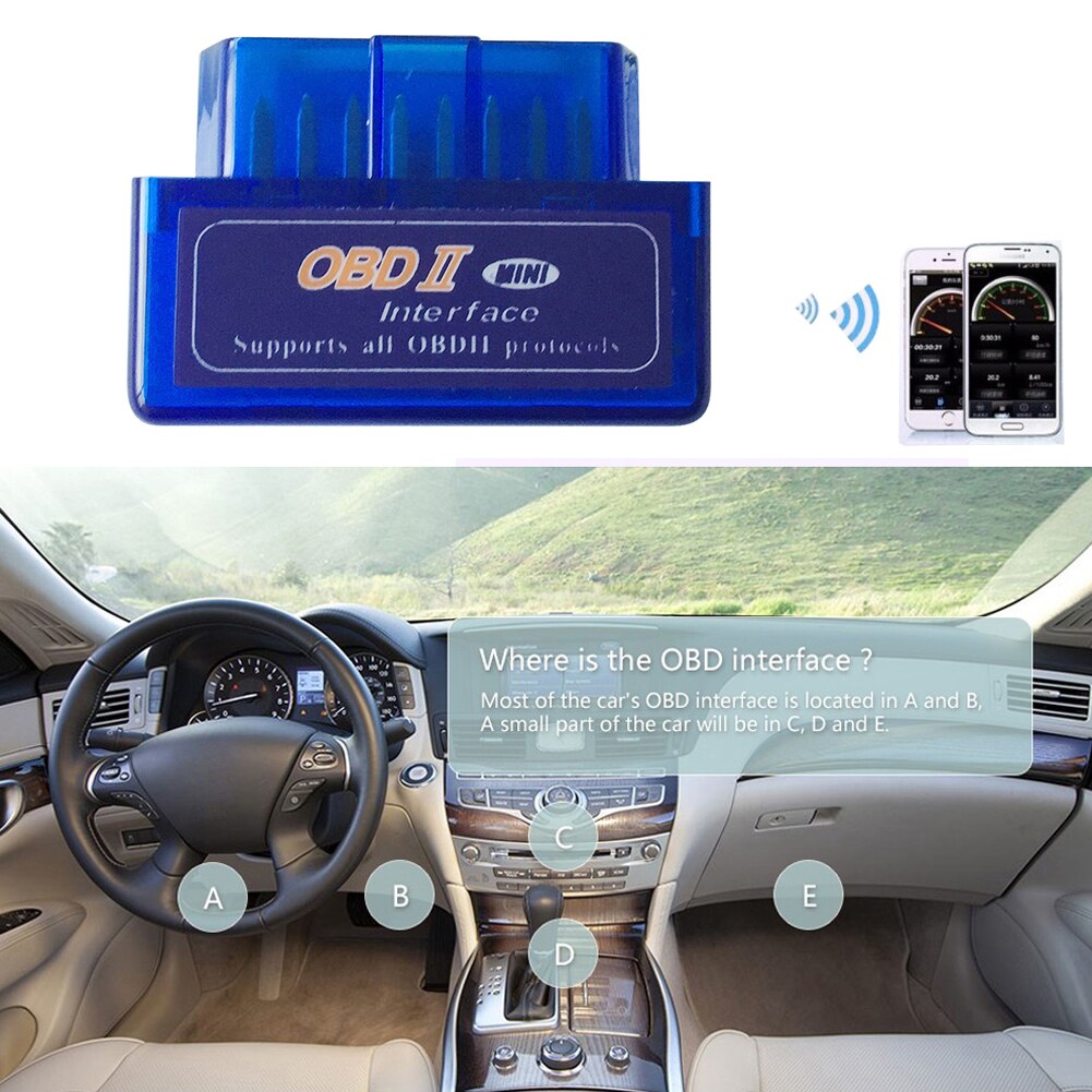 Car Auto Diagnostic Scanner Tool Mini Bluetooth ELM327 V2.1 OBD 2 II Scanner Diagnostic Scanner Tool Interface Adapter