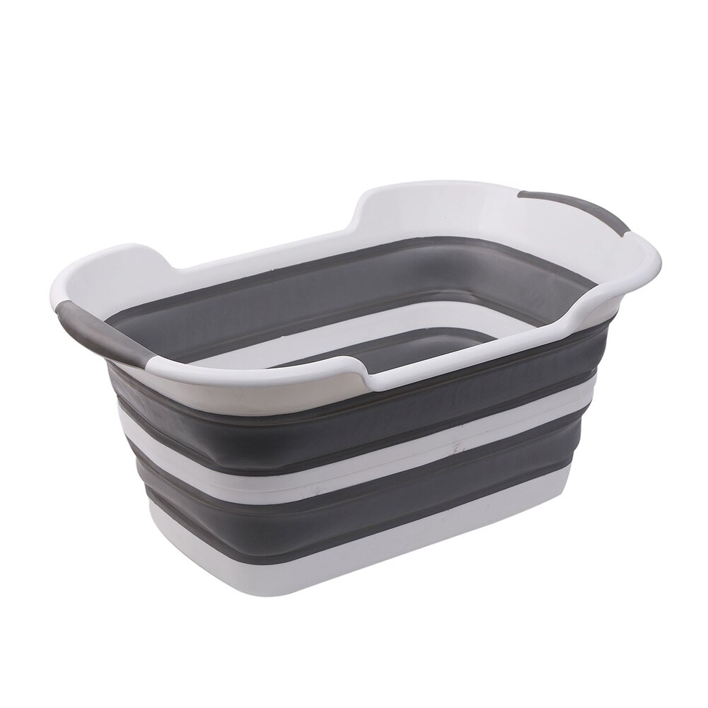 Folding Baby Shower Bathtub Portable Silicone Pet Dog Bath Tubs Accessories Collapsible Laundry Storage Basket Safety Security: Grey White no Hole