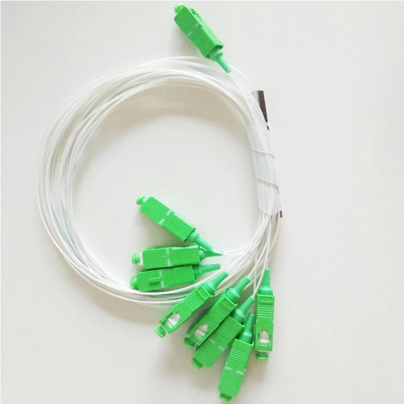 10PCS fiber optic PLC splitter 1x8 SC APC/UPC 0.9mm G657A1 green blue connector optional