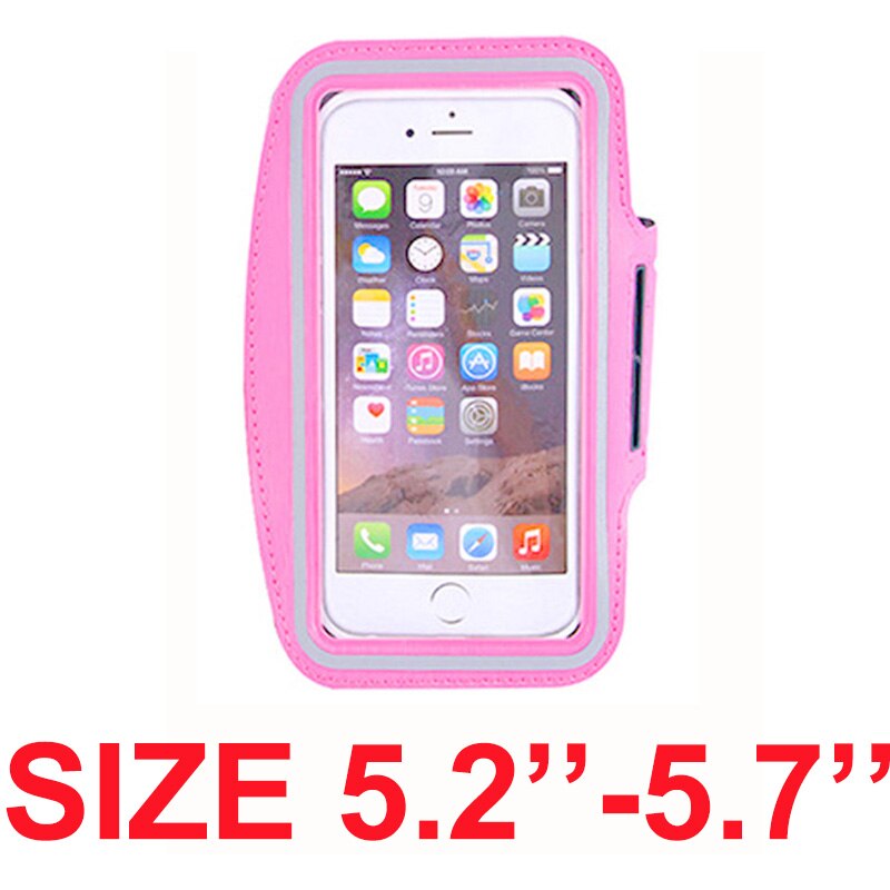 Armbånd til størrelse 4 '' 4.5 '' 4.7 '' 5 '' 5.5 '' 6 '' tommer sports mobiltelefon holder etui til iphone huawei samsung xiaomi telefon på hånden: Størrelse 5.2--5.7 ( lyserød)