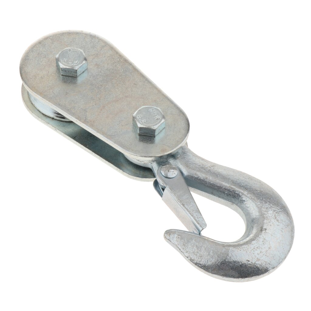 2 ton lyftblock remskiva draghjul med krok för vinsch - silver
