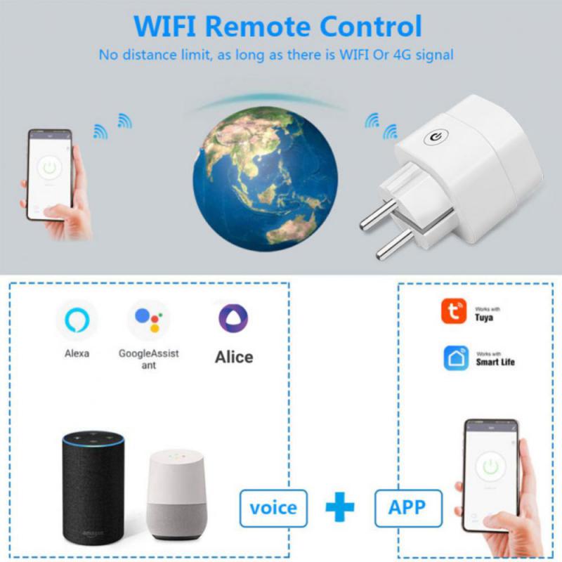 WiFi inteligentna wtyczka 16A/20A ue gniazdo kontrola mocy głosu monitor wyczucie czasu Tuya inteligentne życie APP praca z Alexa Google Dom asystent