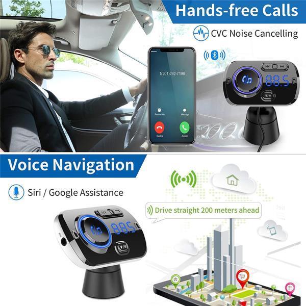 Hands-free Bluetooth-compatible Fm Transmitter Wireless Radio Adapter Car Kit Mp3 Player