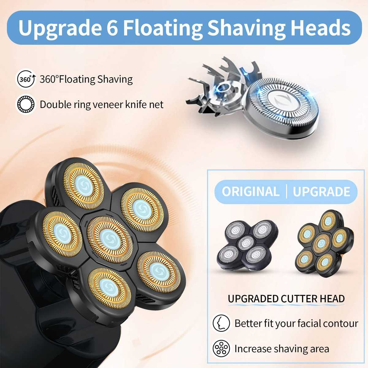 Multi Grooming Kit Digital Display Electric Shaver Hair Trimmer Beard Electric Razor Wet Dry Men Facial&Body Shaving Machine