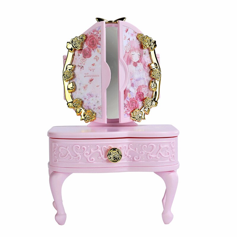 Speelgoed voor meisjes, led-cosmetische spiegel, mini-commode, speelhuis-commode voor meisjes, speelgoedcommode met openscheurbare outfit