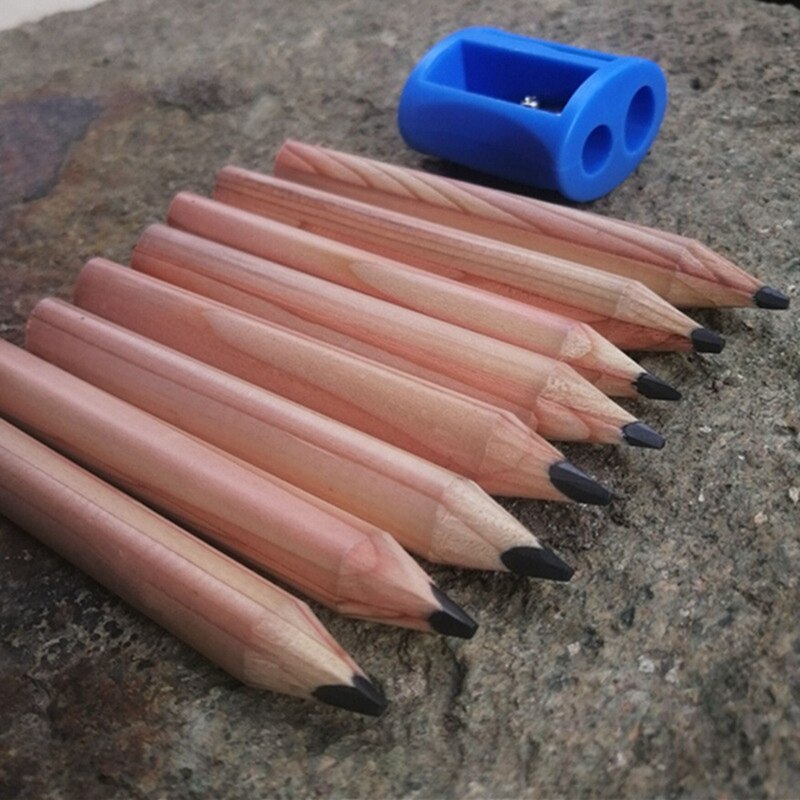 Short Triangular Pencils Mini Wood Triangular Pencils Beginner Grip Writing Pencil for Kindergarten, 3.5 Inch, 8 Pcs