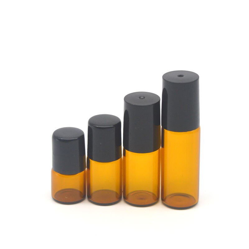 5 Stuks 1 Ml 2 Ml 3 Ml 5 Ml Amber Roll Glazen Flessen Voor Essentiële Oliën Roll-On hervulbare Parfum Fles Deodorant Containers: 1ml