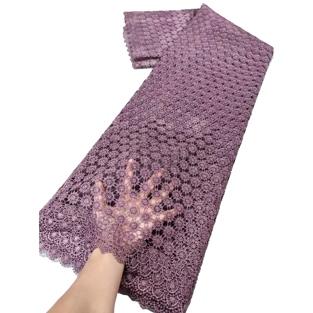 2025 Afrikaanse Nigeriaanse Wateroplosbare Damast Kant Stof Borduren Feestjurk Pailletten Katoen 5 yards: Antiek Zilver