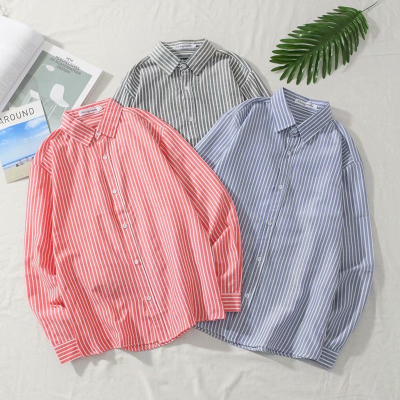 Casual Stripes Shirts Men Long Sleeve Plus Size Fashions Clothes Korean Style Clothing Mens Shirt All Match Streetwear Button