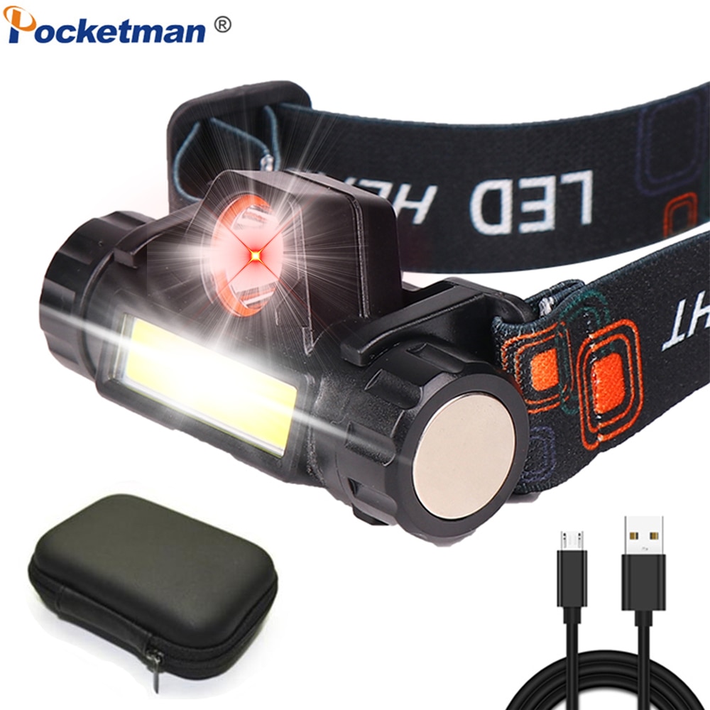 Urbanwaze Rechargeable LED Head Torch – 500 Lumen USB COB Waterproof Headlamp