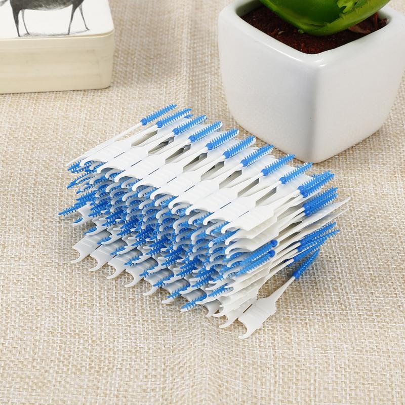 120Pcs Tand Flossen Head Zachte Siliconen Tand Picks Double-Ended Tandenstoker Floss Inter Borstel Tanden Stick Hygiëne Gereedschap