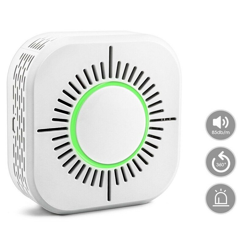 2PCS Wireless Smoke Detector 43hz Fire Alarm Sensor Device Smart Wifi Home Automation Security Protection System