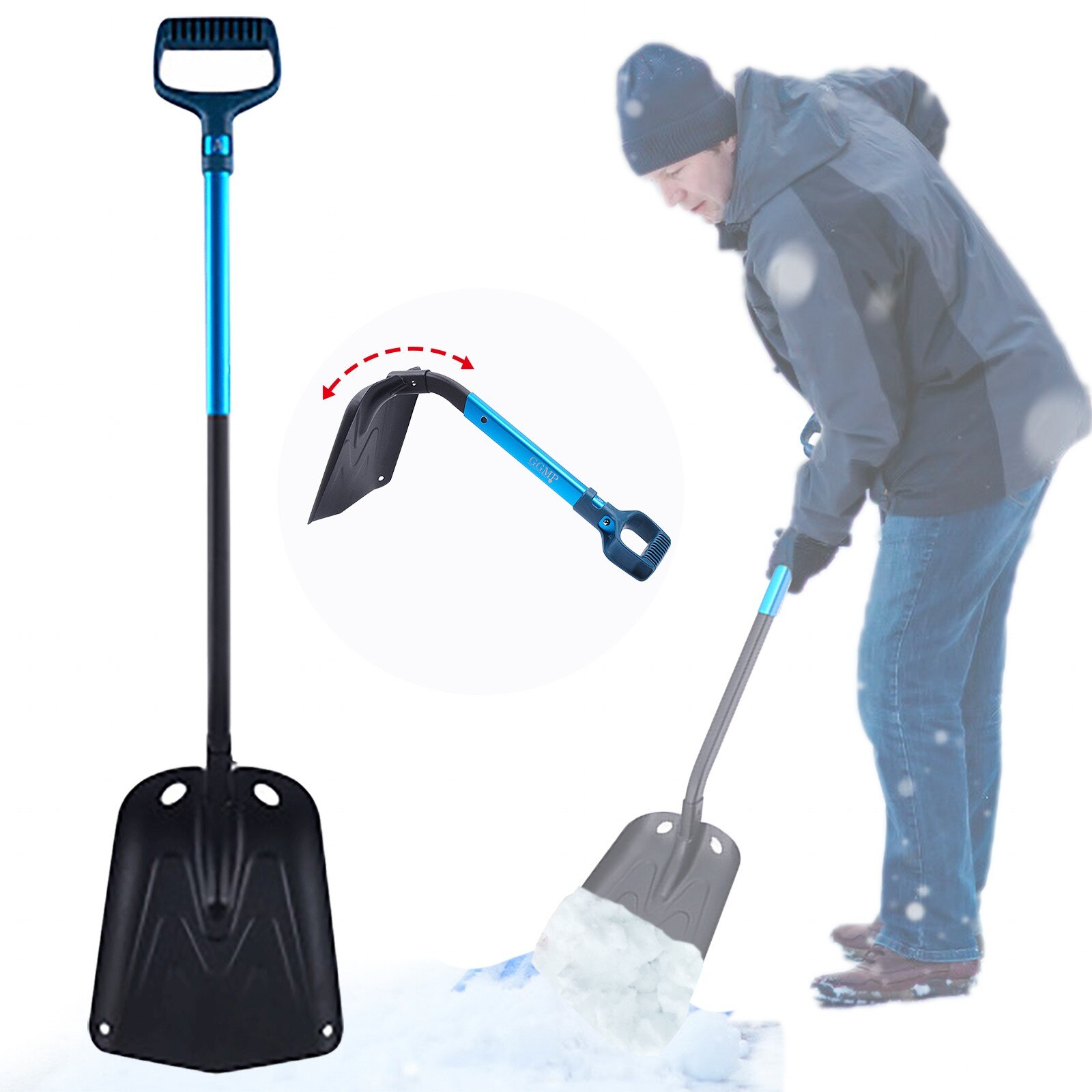 Pala de nieve telescópica de invierno, pala de nieve portátil multifuncional