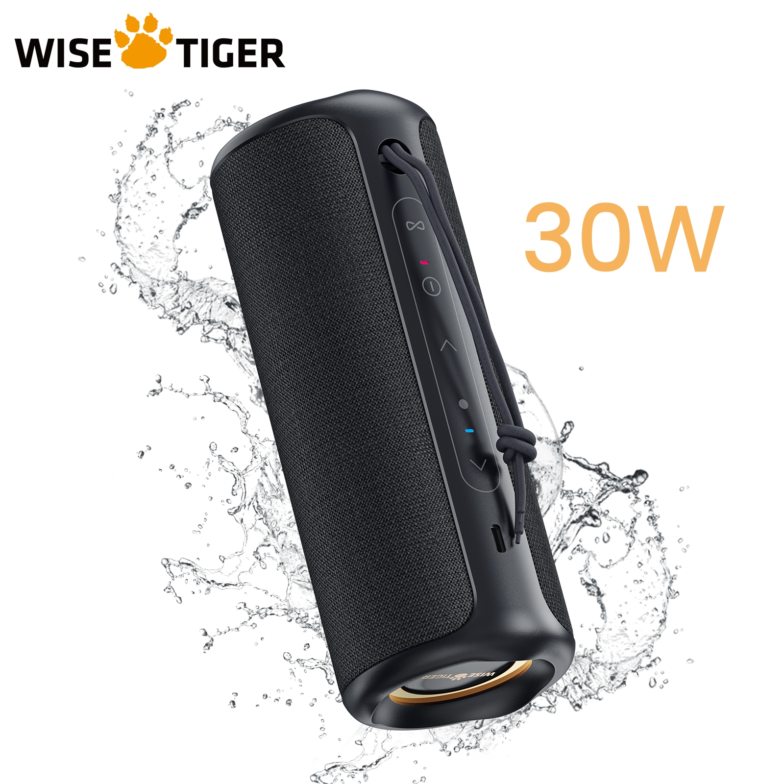 WISETIGER DEEYAPLE P3 30 W tragbarer Bluetooth-Lautsprecher für Höhle Außenbereich, IPX7 wasserdicht, kabellose Soundbox, BassBT5.3, RGB-Konnektivität
