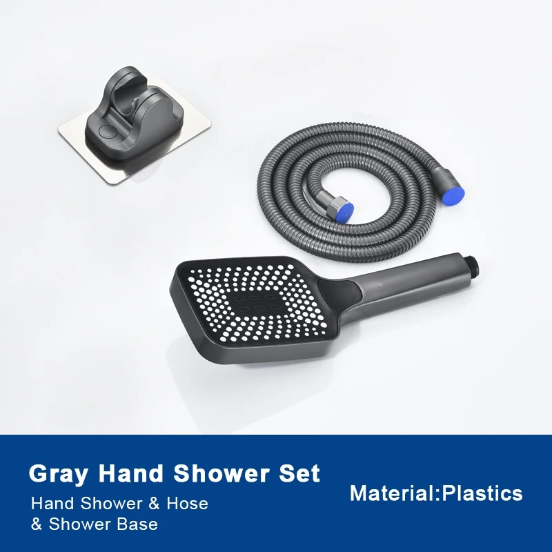 Grijze waterval badkuipkraan met handdouche Messing Chroom Wandmontage Badkamer Douche Mengkraan Volledige douchesysteem Set: plum