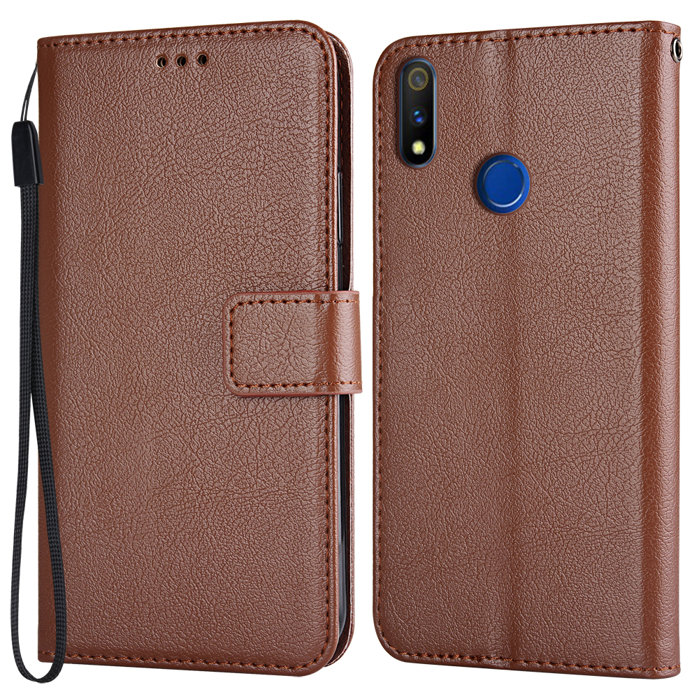 Custodia a portafoglio in pelle PU per Realme 3 RMX1825 RMX1821 Funda per Realme 3i RMX1827 supporto per fondina per telefono custodia protettiva: For Realme 3i / K-wallet-Brown