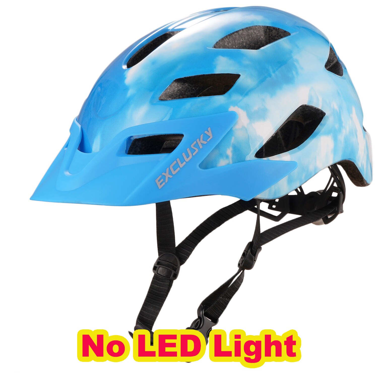 EXCLUSKY-casco de luz LED para bicicleta de montaña para adulto, con carga USB, M/L, 56-61CM: blue white no led