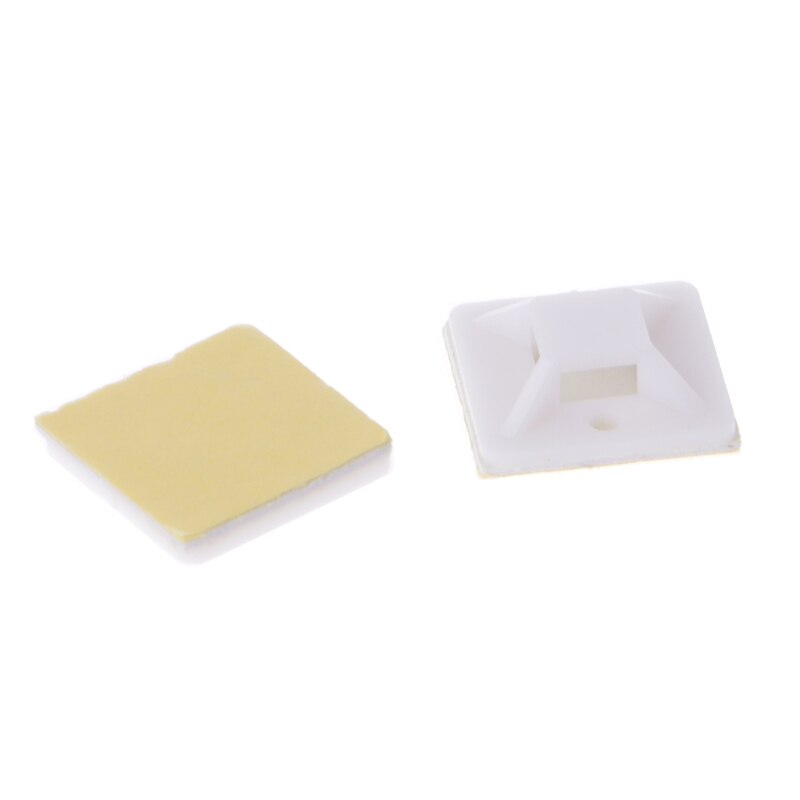 100 Pcs Plastic Lijm Rechthoek Wire Tie Cable Clip Clamp Mount 20X 20Mm 32CC