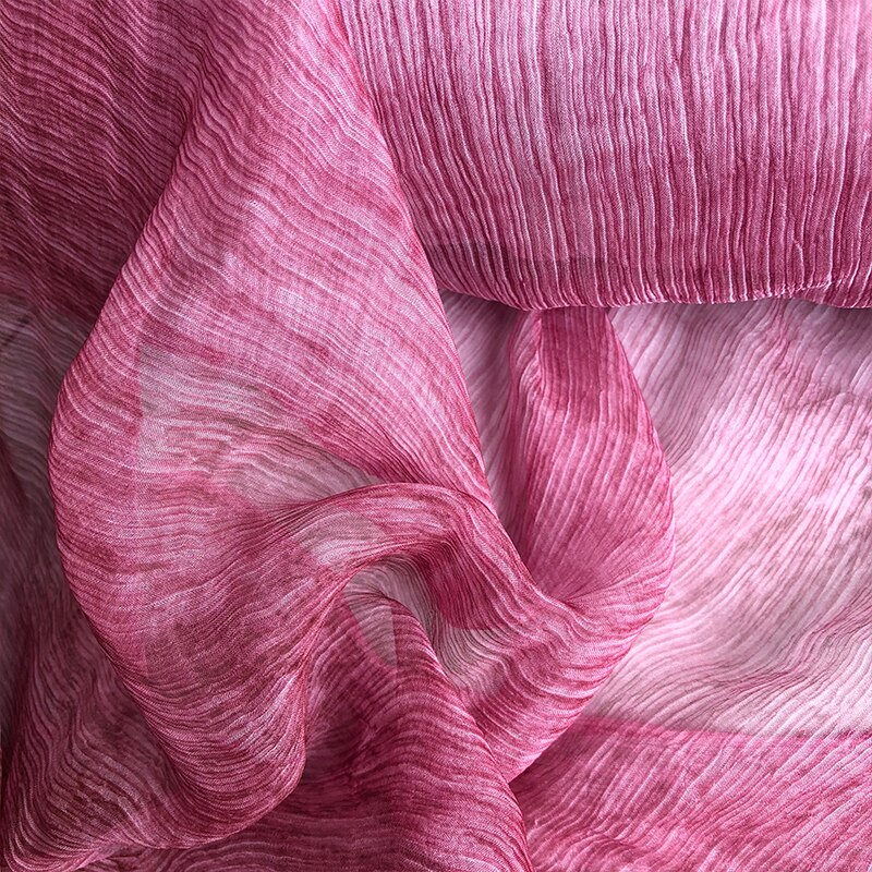 1 meter 100% Mulberry Silk 5mm Crinkle Silk Fabric Red Dyed 130cm 51" wide by the yard: Default Title