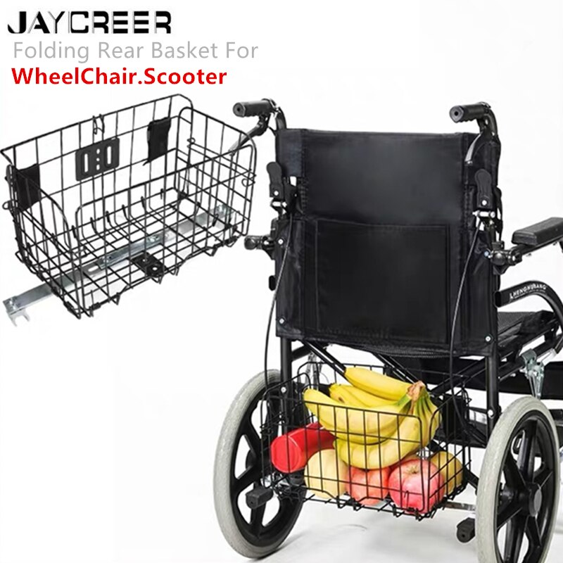 JayCreer Universal Folding Rear Basket For Wheelchairs,Scooters