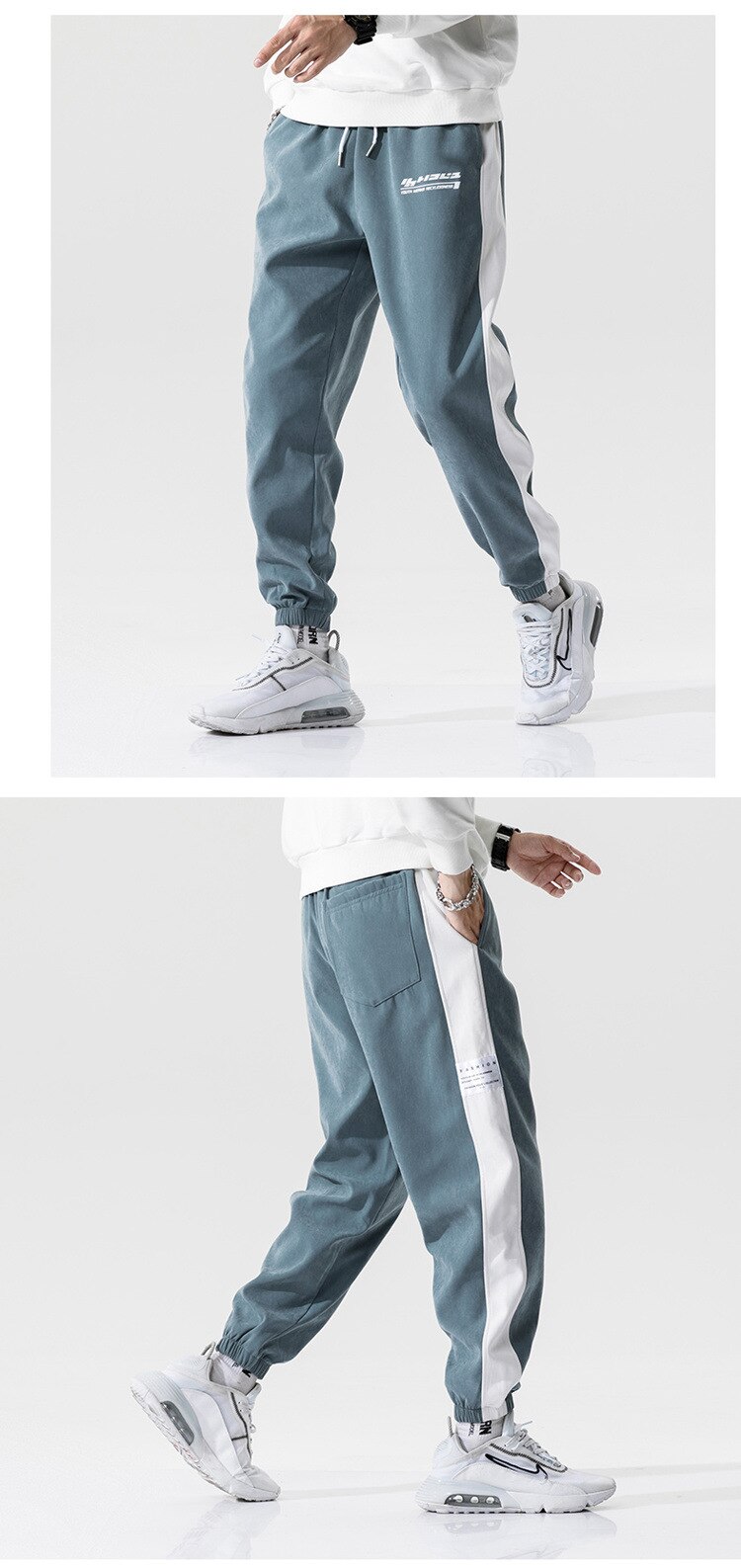 Winter pants men's plus velvet harem pants men's trend loose-fitting sports pants nine points casual pants