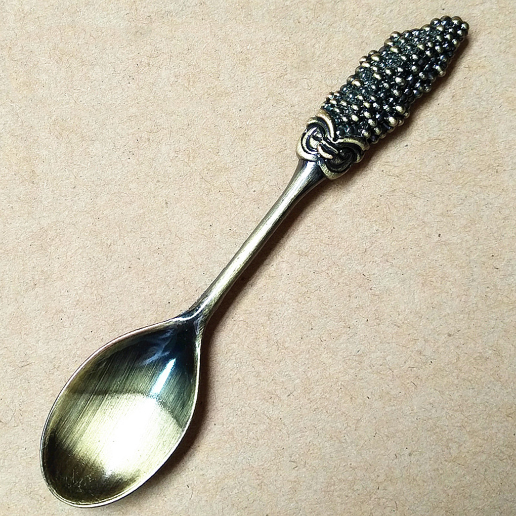 Cucharas pequeñas de café y té, cuchara ecológica tallada en bronce, 6 piezas,