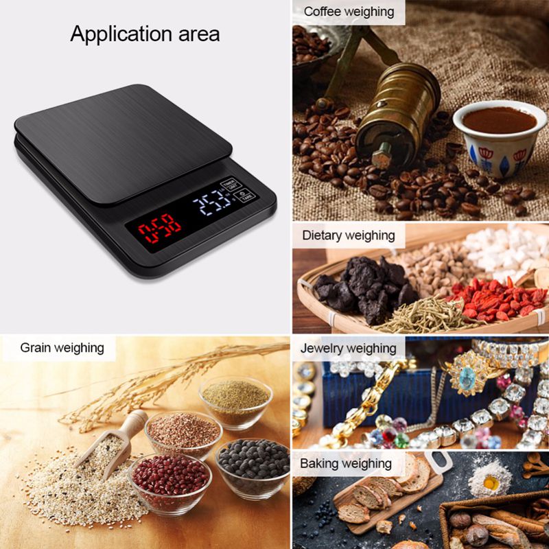 Mini Lcd Digital Electronic Drip Coffee Scale With Timer 3Kg 0.1G Digital Coffee Weight Household Drip Scale Timer