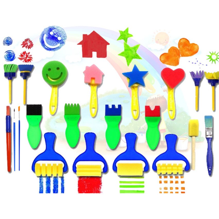 1 sæt svamp malingbørste til børn diy graffiti svampebørster sjove legetøj kunstforsyninger forsegling maleri pædagogisk legetøj tegning legetøj